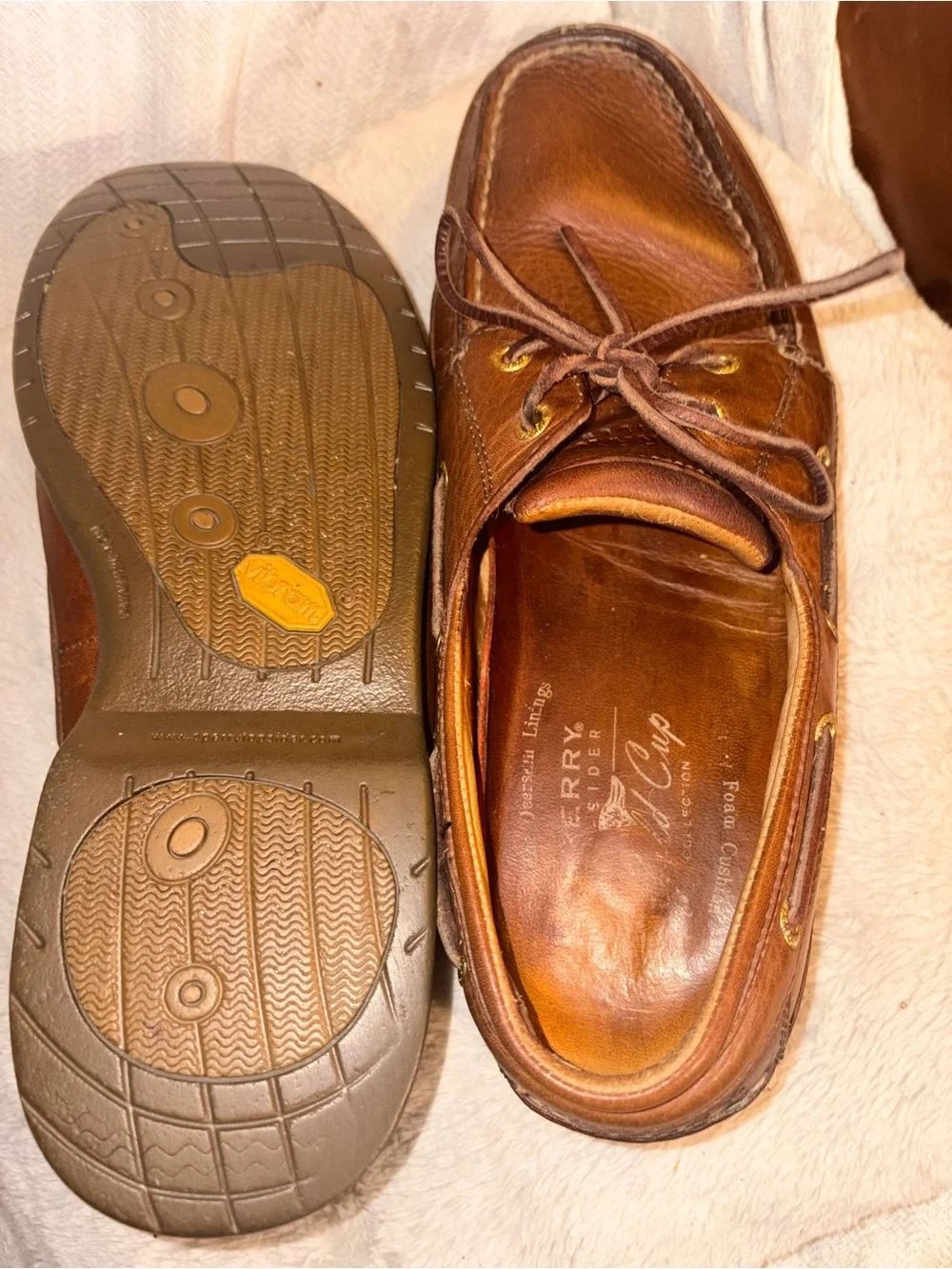 premium Sperry boat shoes (especially Gold Cup or leather models with Vibram)